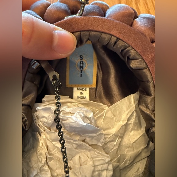 Marco Santi Brown Satin Clutch with Knot Design - Picture 7 of 8